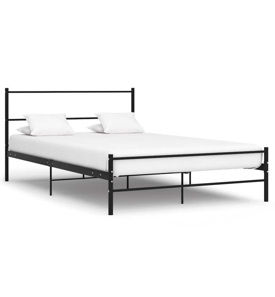Cadre de lit avec tête de lit sans matelas noir 140x200cm métal