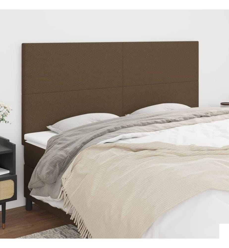 Tête de lit marron foncé 160 x 5 x 118/128 cm Tissu