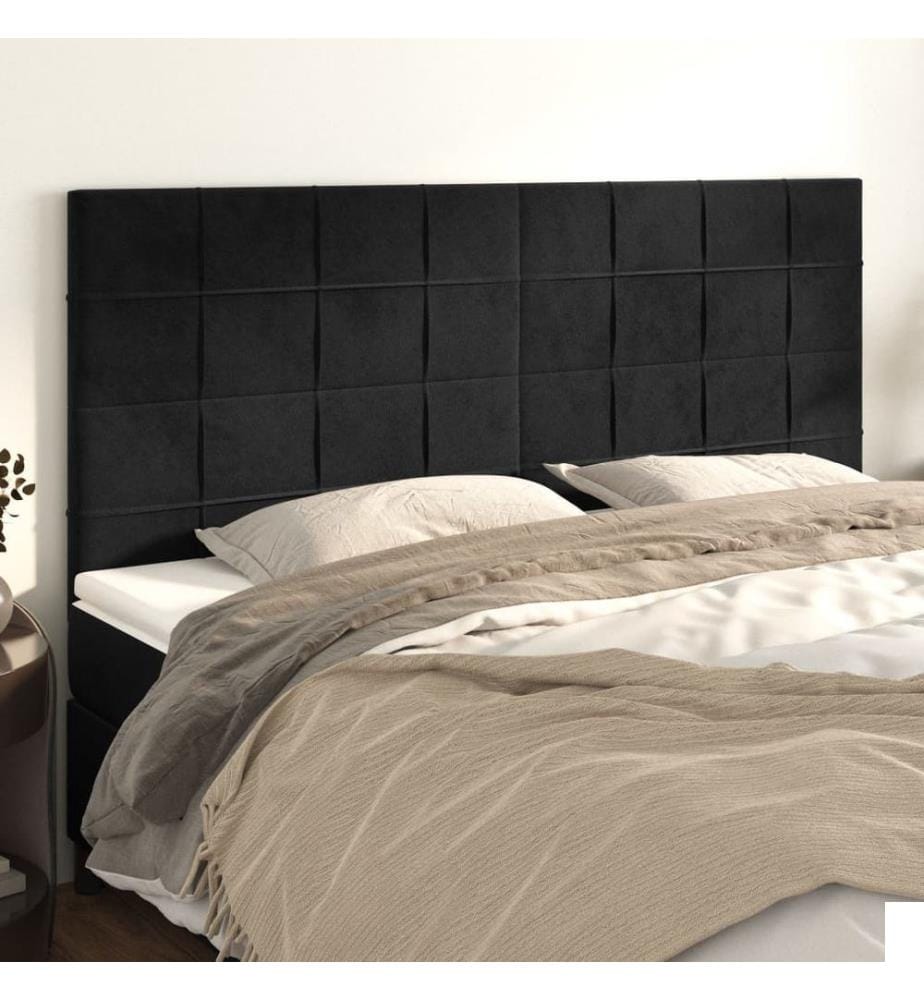 Tête de lit Noir 200x5x118/128 cm Velours