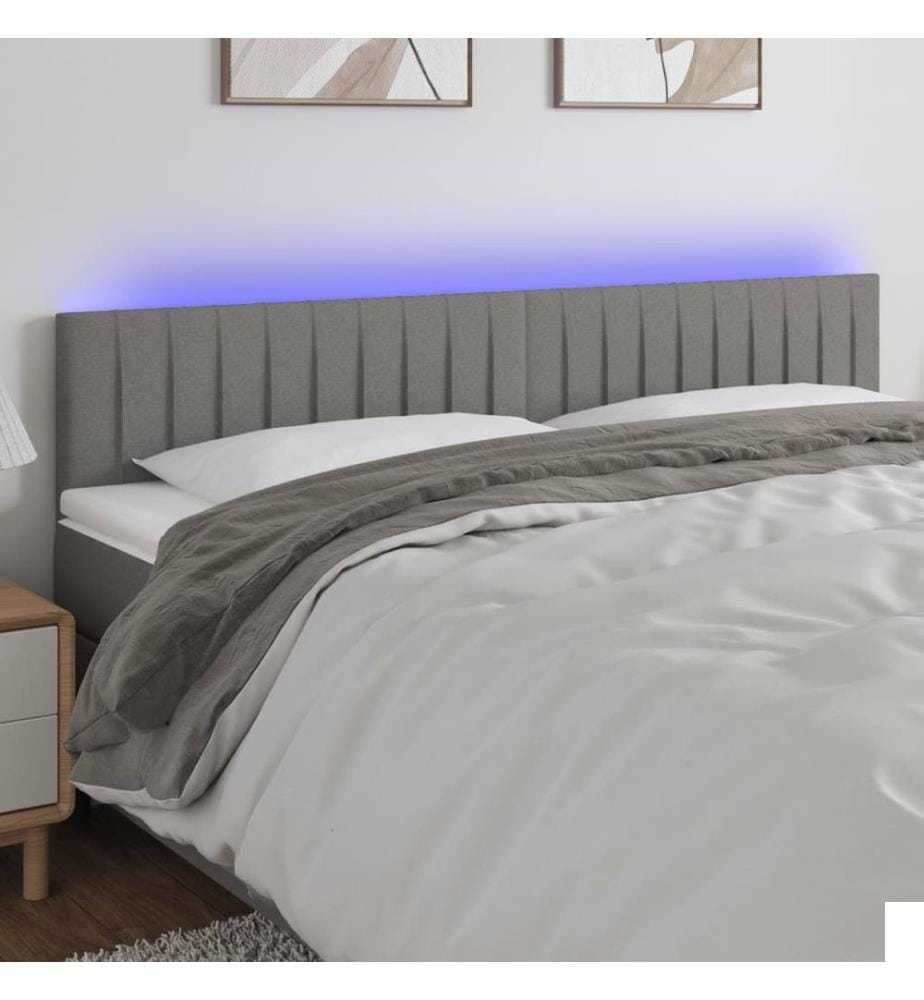 Tête de lit à LED Gris foncé 160x5x78/88 cm Tissu