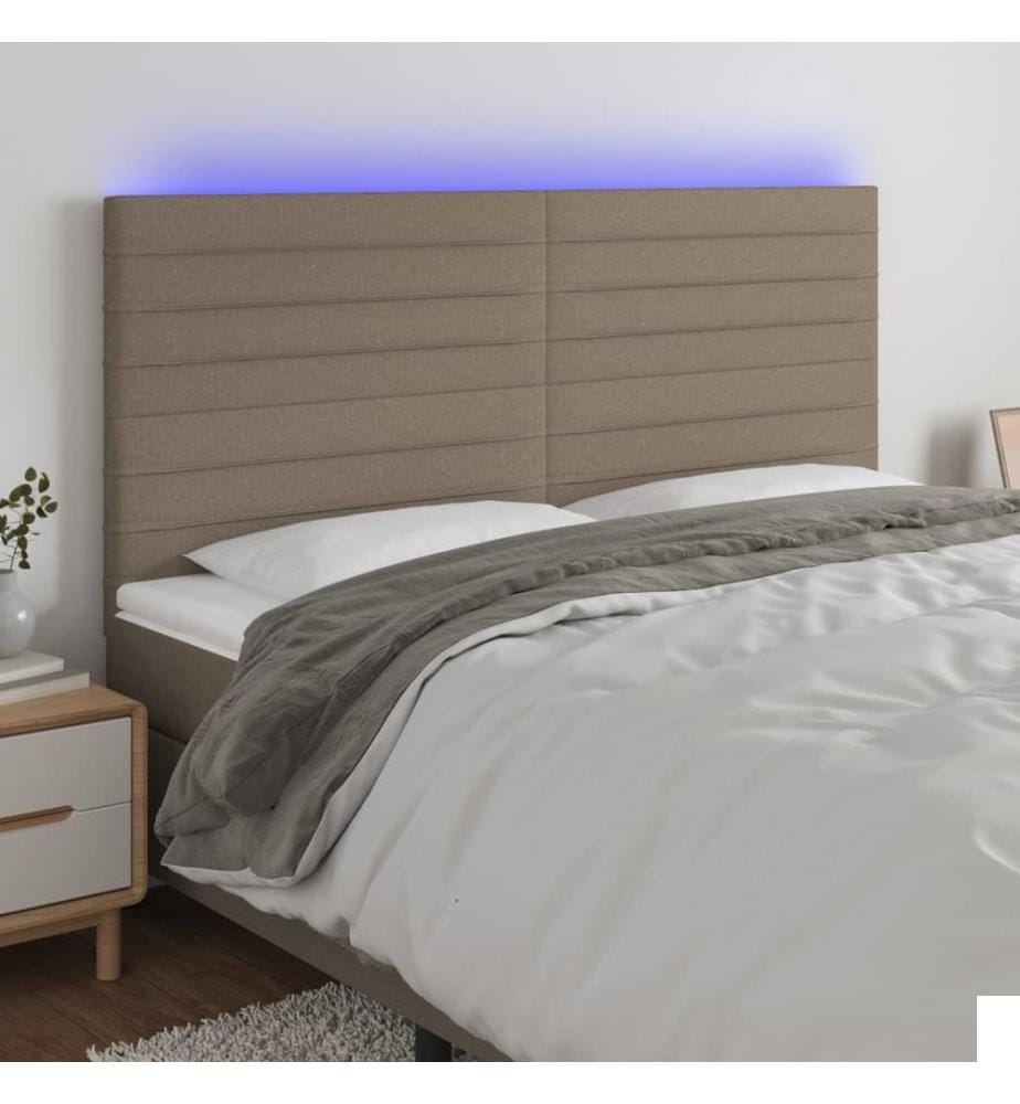 Tête de lit à LED Taupe 200x5x118/128 cm Tissu
