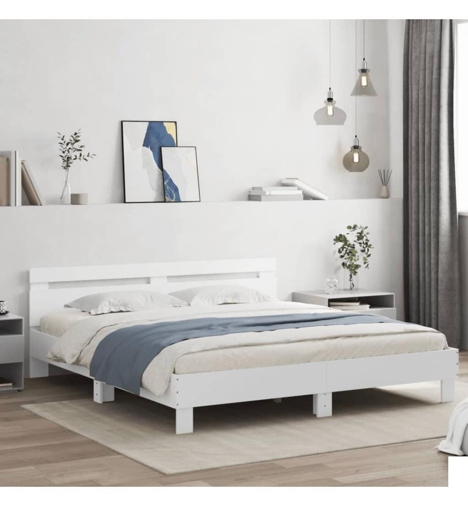 Cadre de lit sans matelas blanc 160x200 cm