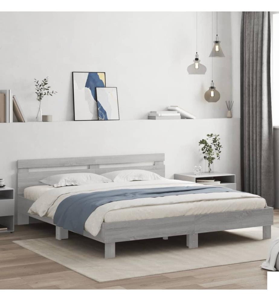 Cadre de lit sans matelas sonoma gris 160x200 cm