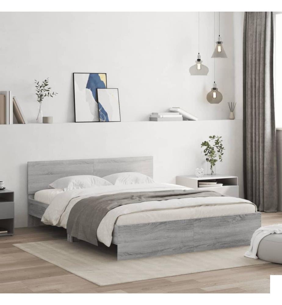 Cadre de lit sans matelas sonoma gris 140x200 cm