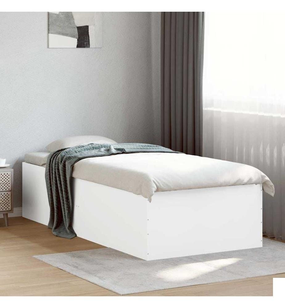 Cadre de lit sans matelas blanc 100x200 cm