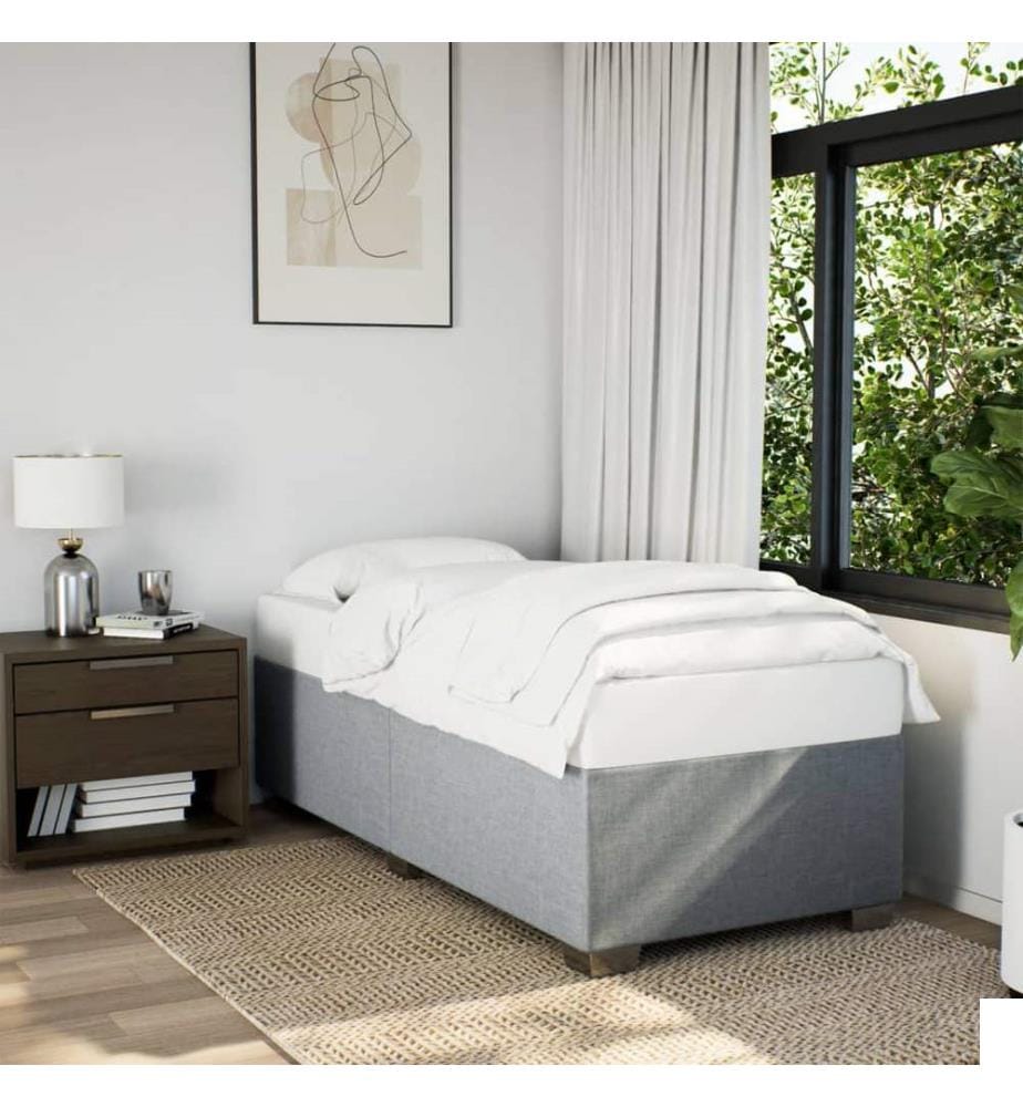 Cadre de lit sans matelas gris clair 90x200 cm tissu