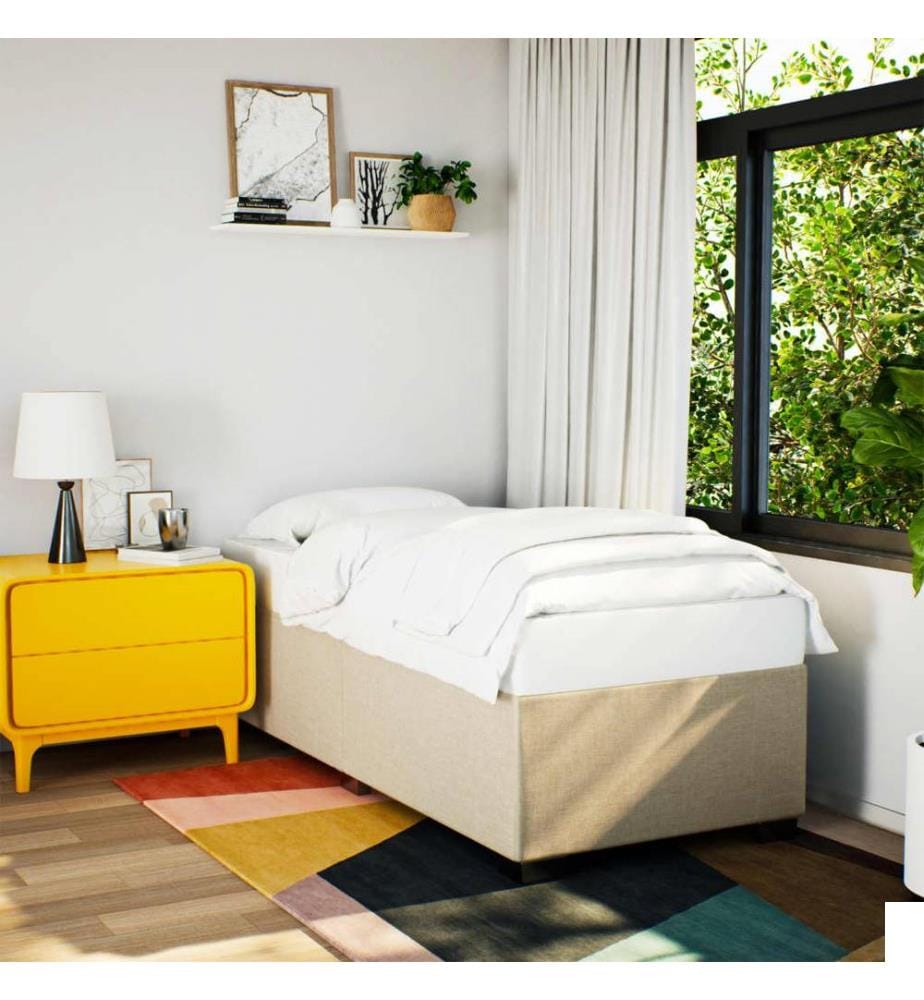 Cadre de lit sans matelas crème 100x200 cm tissu