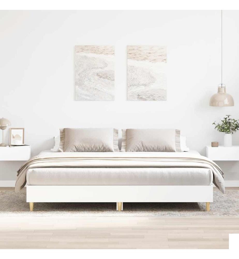 Cadre de lit sans matelas blanc 160x200 cm bois d'ingénierie