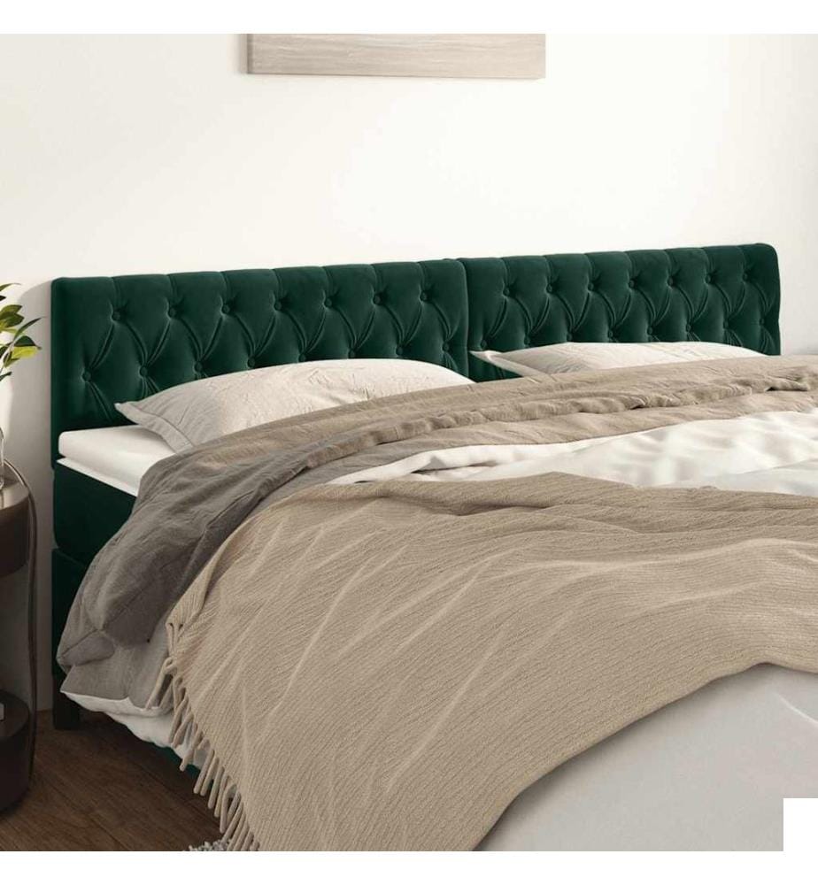 Têtes de lit 2 pcs Vert foncé 90x7x78/88 cm Velours