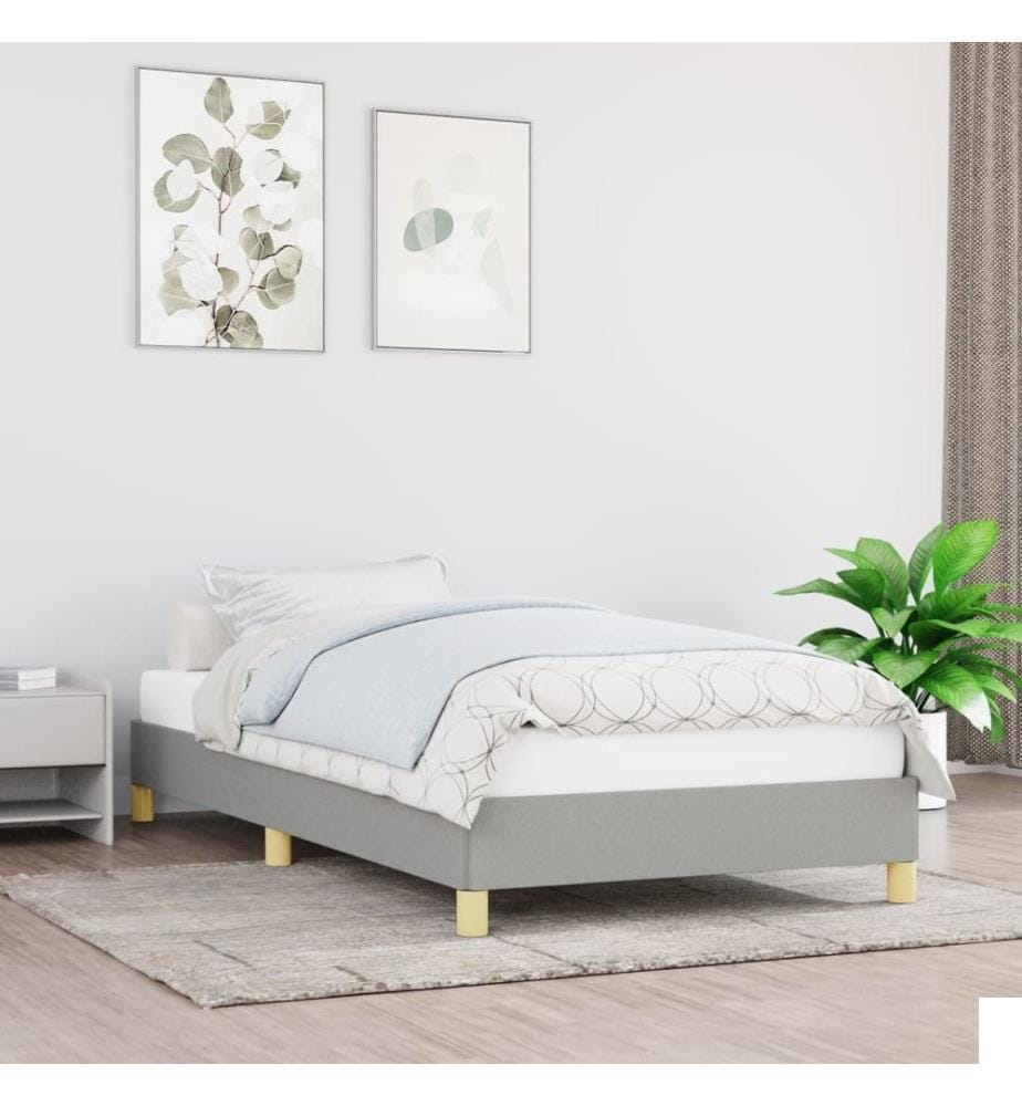 Cadre de lit sans matelas gris clair 90x200 cm tissu
