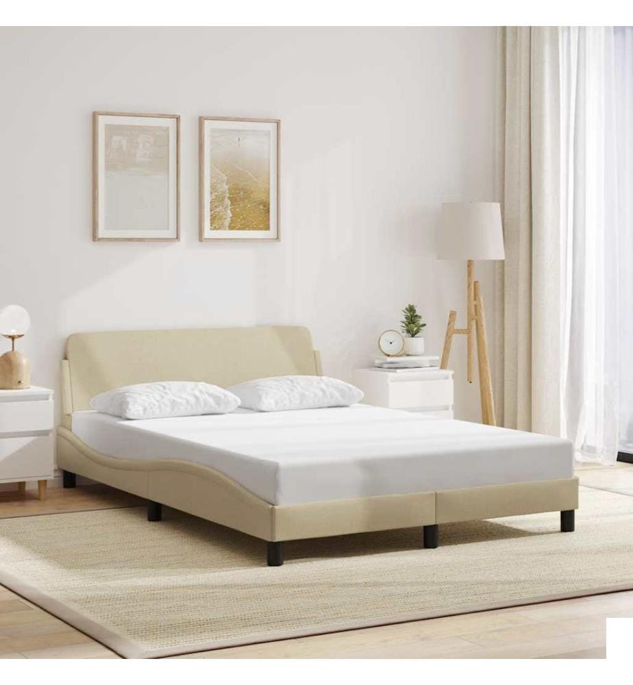 Cadre de lit Dover crème 140x200 cm tissu