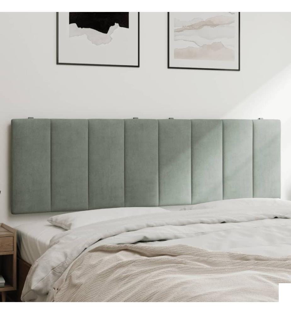 Coussin de tête de lit Hanko gris clair 160 cm velours