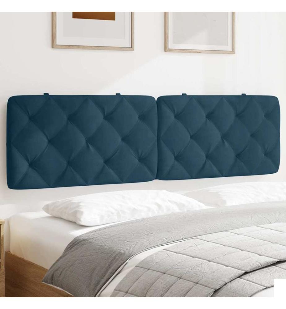 Coussin de tête de lit bleu 180 cm velours