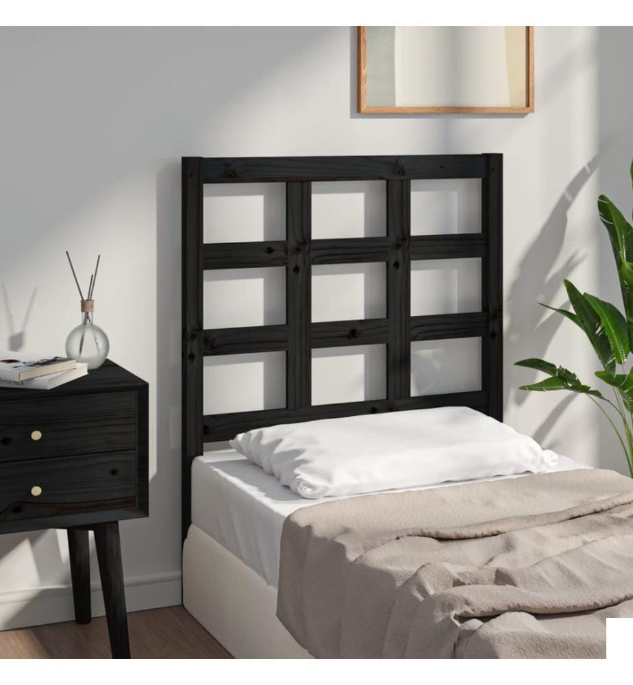 Tête de lit Noir 80,5x4x100 cm Bois massif de pin
