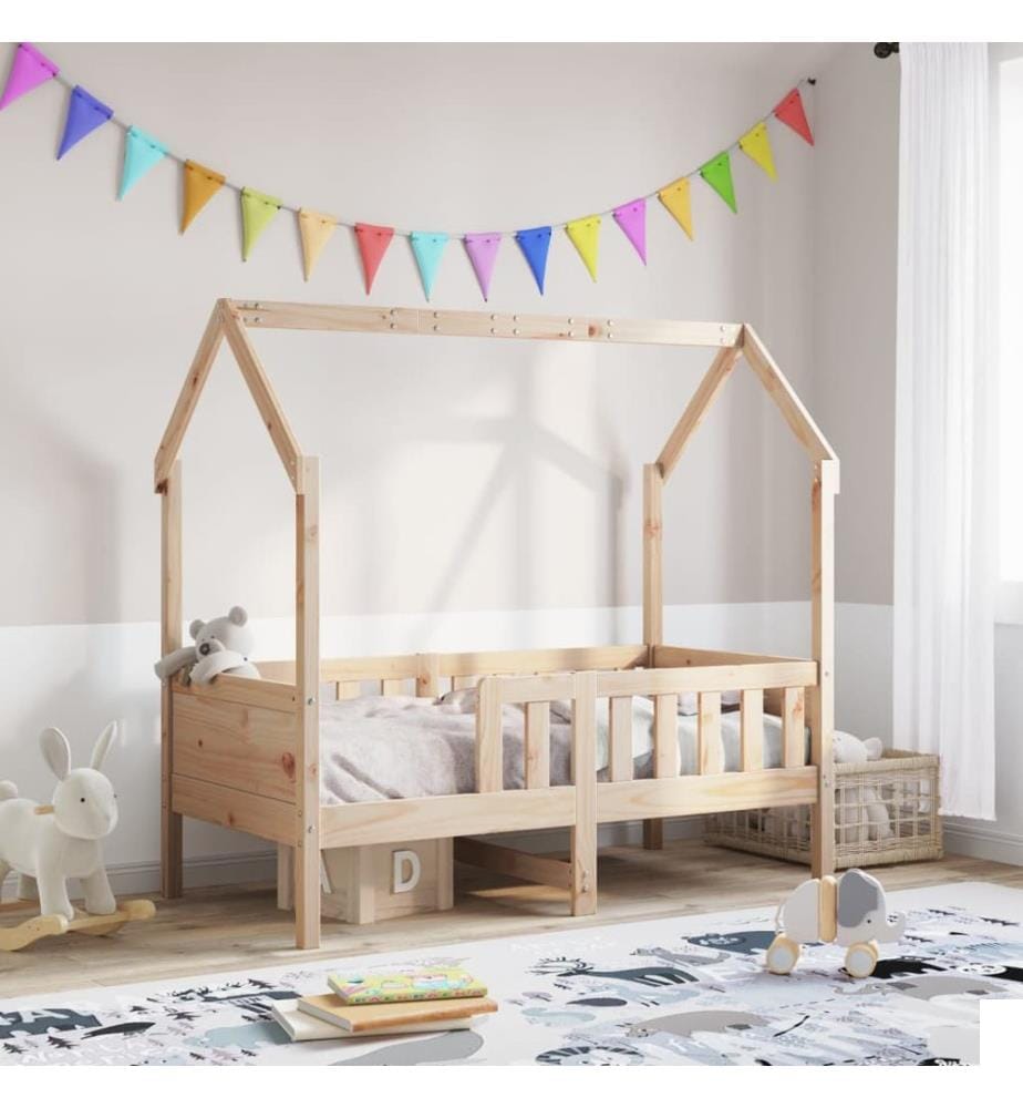 Cadre de lit d'enfants forme de maison sans matelas pin
