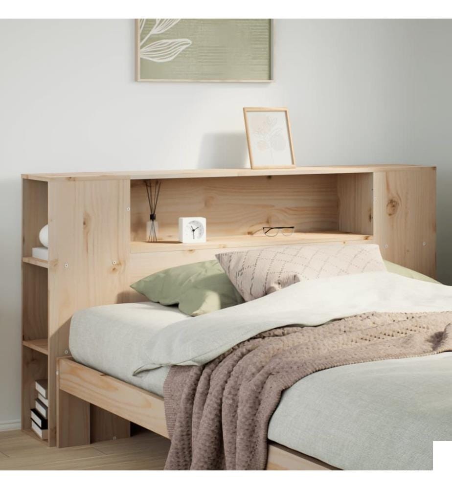 Tête de lit avec rangement 135 cm bois massif de pin