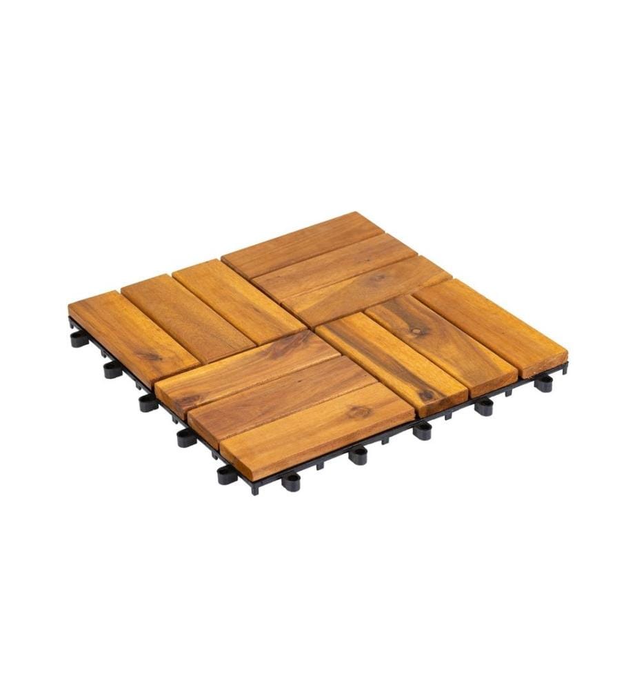 COCON - Dalles de balcon et de terrasse Acacia, 30 x 30 cm, 6 pièces