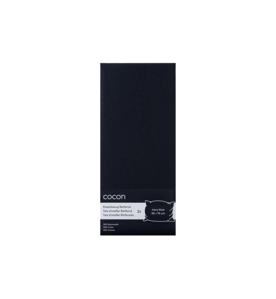 COCON - Taie d'oreiller Renforcé 50 x 70 cm, Bleu marine, 2 pcs