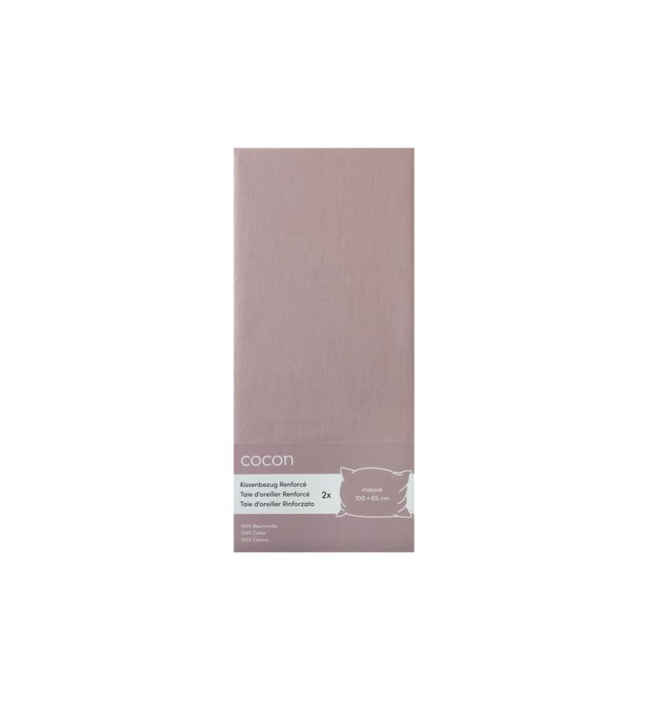 COCON - Taie d'oreiller Renforcé 100 x 65 cm, Mauve, 2 pièces