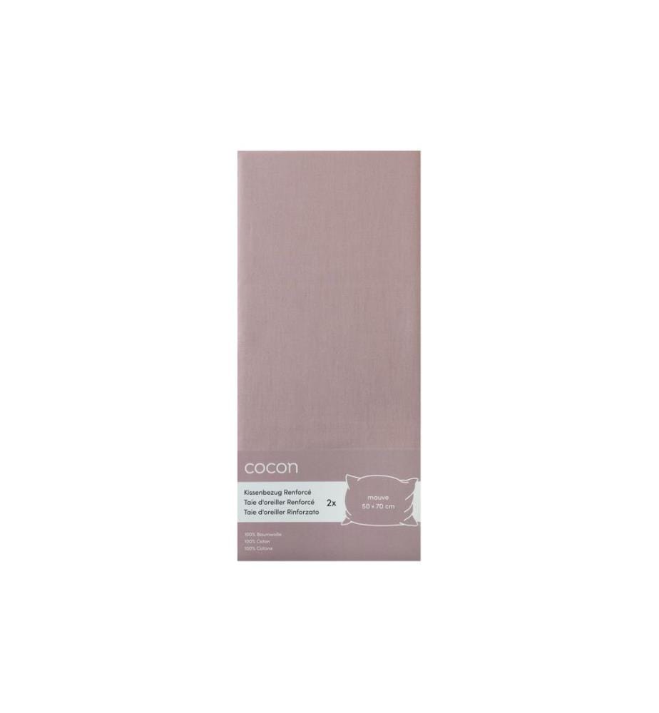 COCON - Taie d'oreiller Renforcé 50 x 70 cm, Mauve, 2 pièces