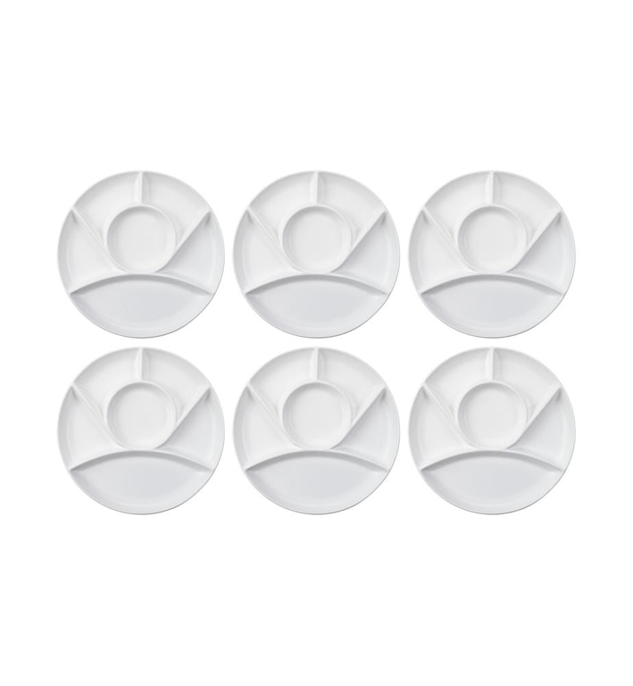COCON - Assiette à fondue 6 pièces Blanc mat