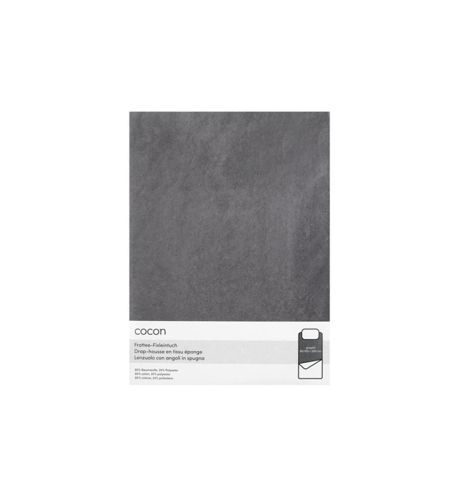 COCON - Drap-housse Tissu éponge 90-100 x 200 cm, Graphite