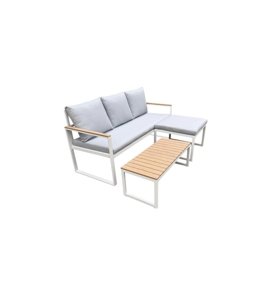 COCON - Mobilier lounge Melide, Beige/Gris/Blanc, 3 places assises