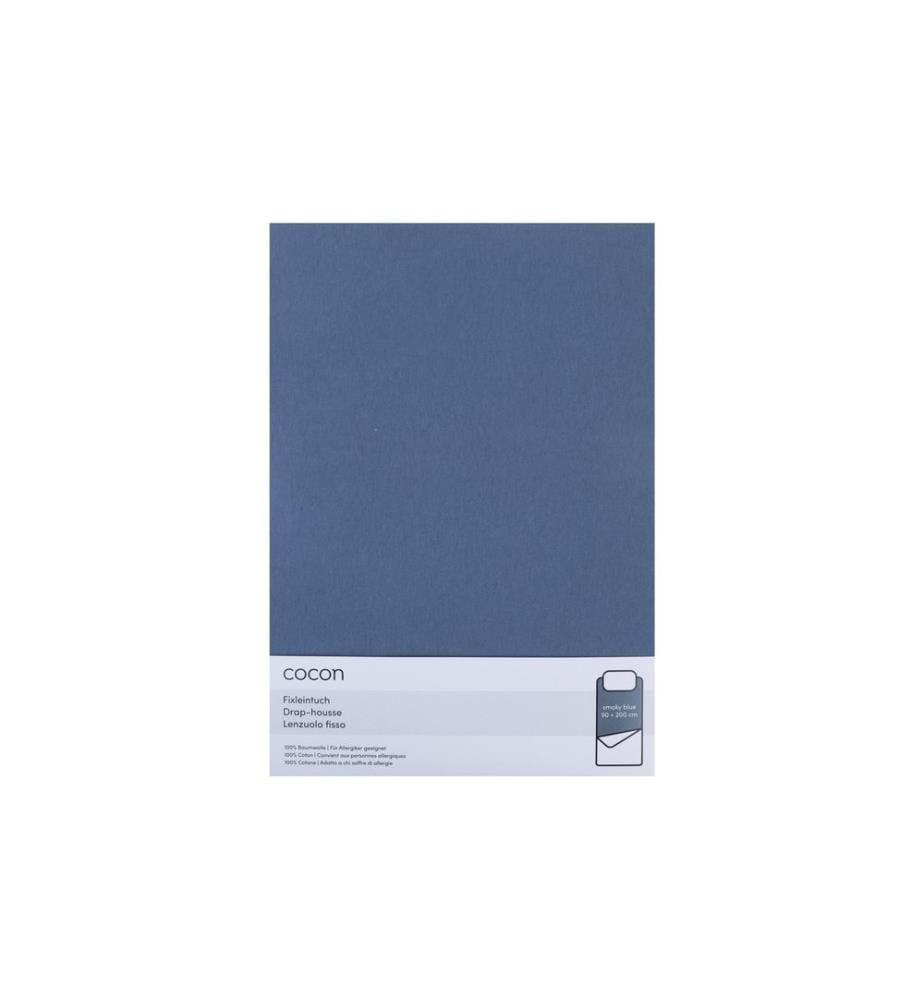 COCON Drap-housse Jersey 90-100 x 200 cm, Bleu fumé