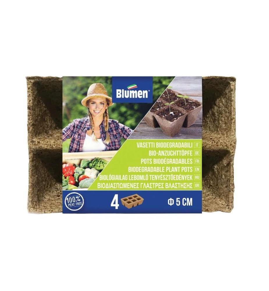 BLUMEN - Godets de culture Bio Carré de 5 cm, 24 pièces