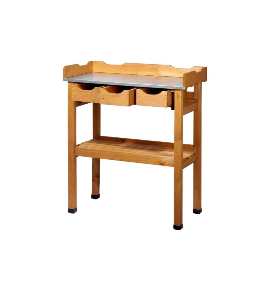 dobar Table de jardin en bois avec 3 tiroirs