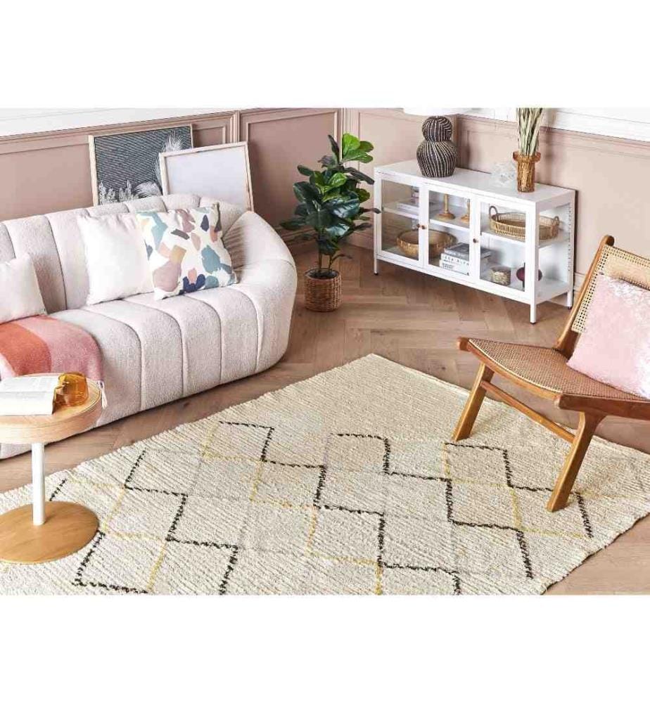 Tapis TEZPUR Beige 140 x 200 cm Coton