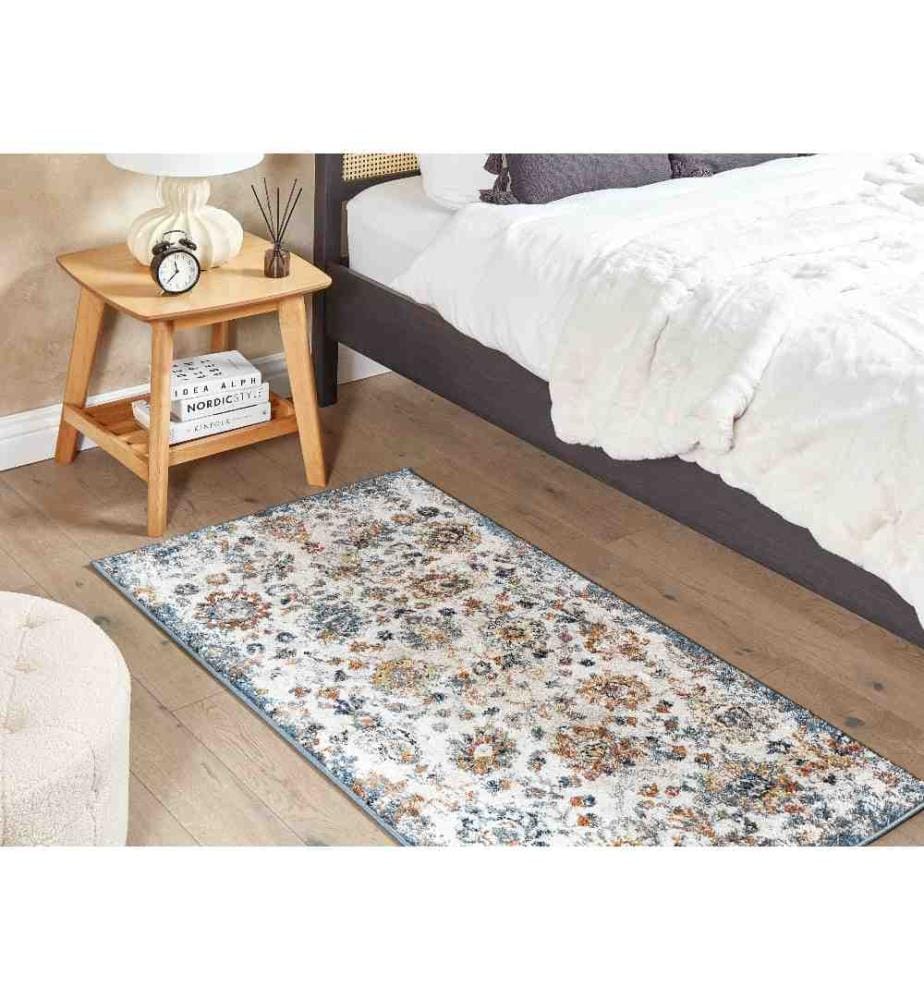 Tapis Multicolore 80 x 150 cm à Motif Oriental Ambiance Agréable pour Salon Soutien en Jute et Polyester Chaleureux