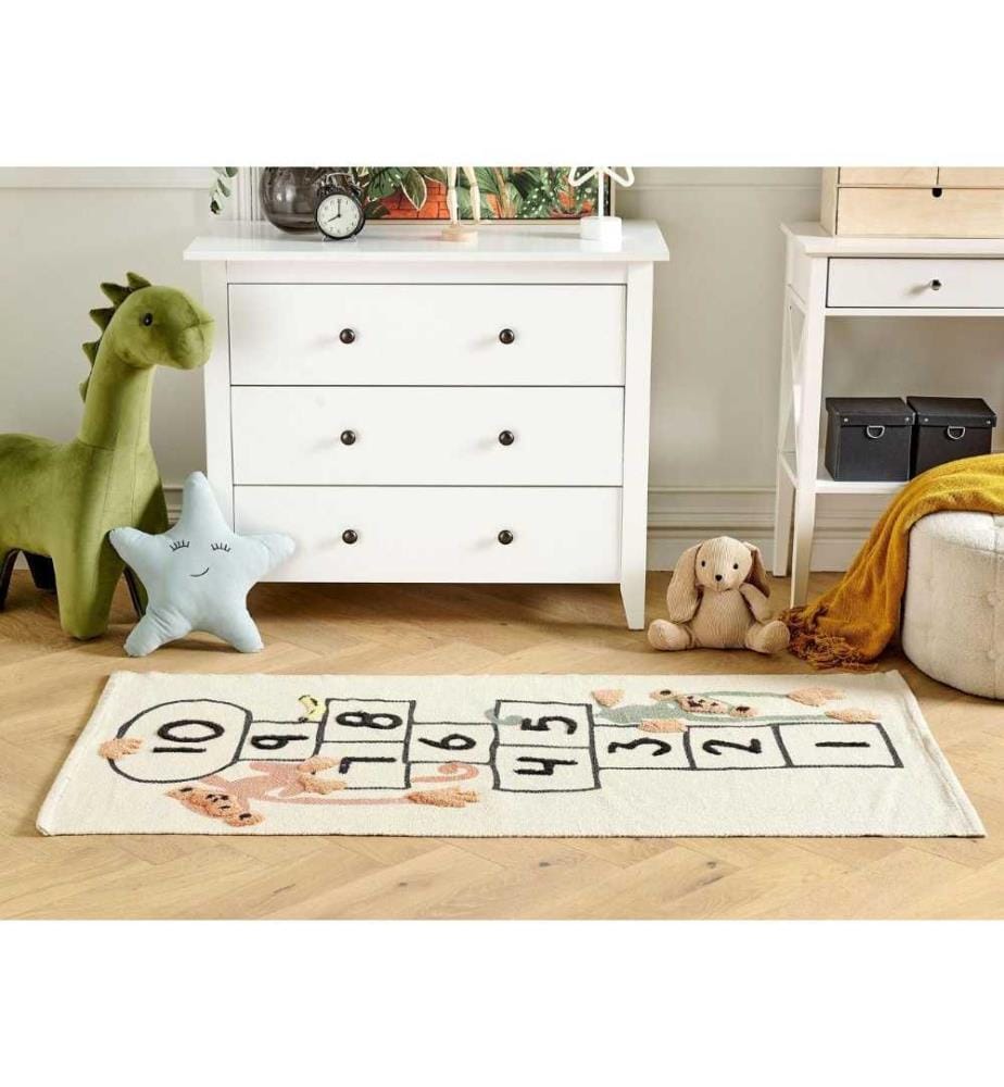 Tapis Multicolore Coton 80 x 150 cm Rectangle Motif animal Jeu de saut Boîte de rangement Moderne Tapis pour enfant à poils courts Chambre d'enfant