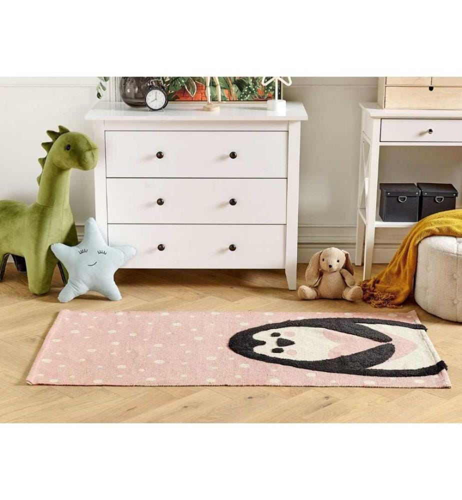 Tapis enfant PENGKOL Rose 80 x 150 cm Coton