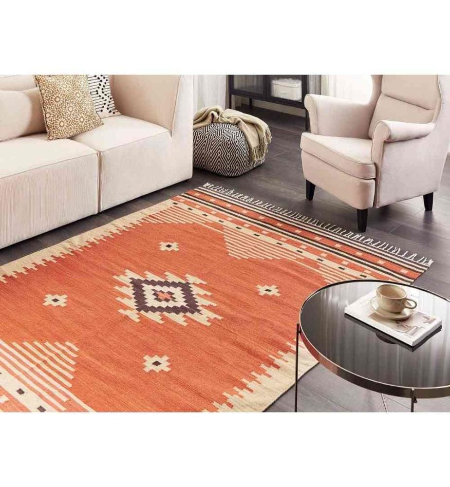 Tapis GAVAR Orange 160 x 230 cm Coton Kilim