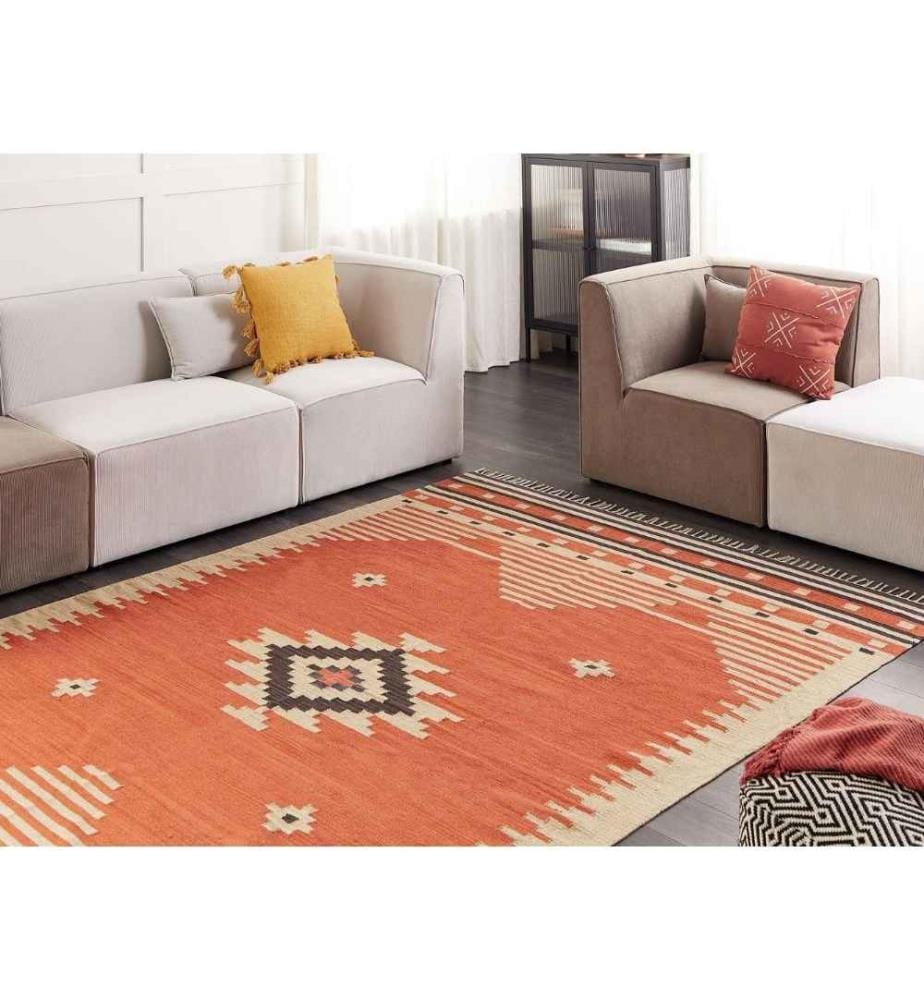 Tapis GAVAR Orange 200 x 300 cm Coton Kilim