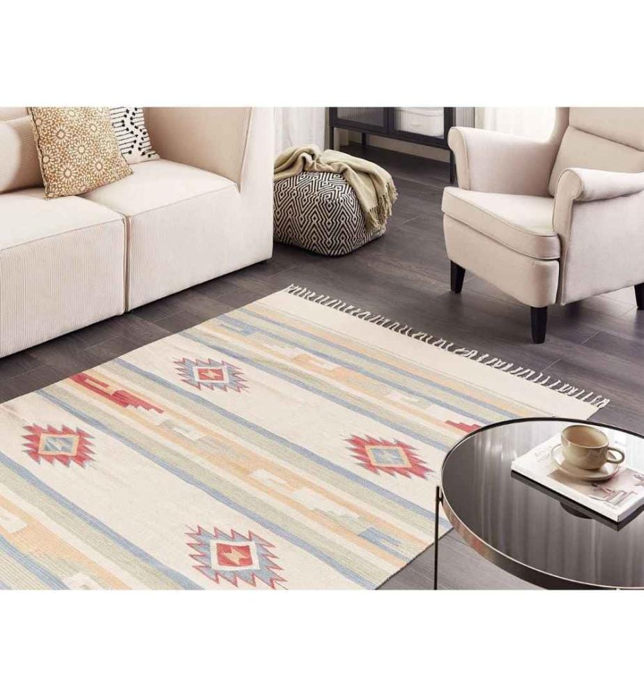 Tapis APARAN Beige 140 x 200 cm Coton Kilim