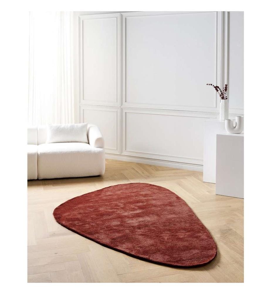 Tapis en Viscose Rouge Foncé Fait Main 160 x 230 cm Style Moderne Glamour