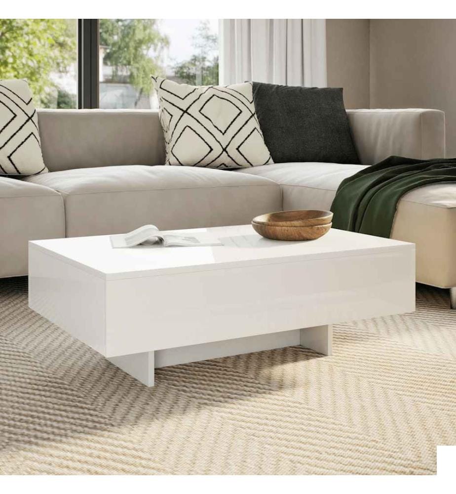 Table basse blanc brillant