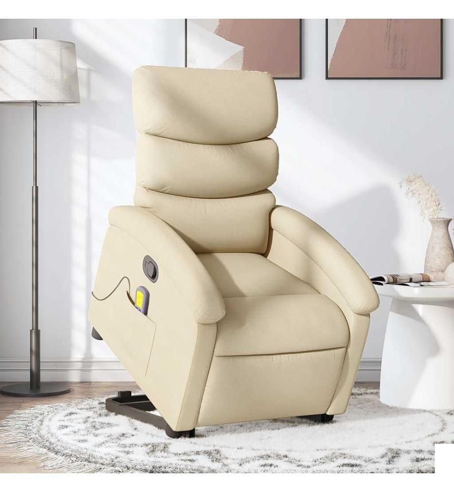 Fauteuil inclinable de massage Crème Tissu