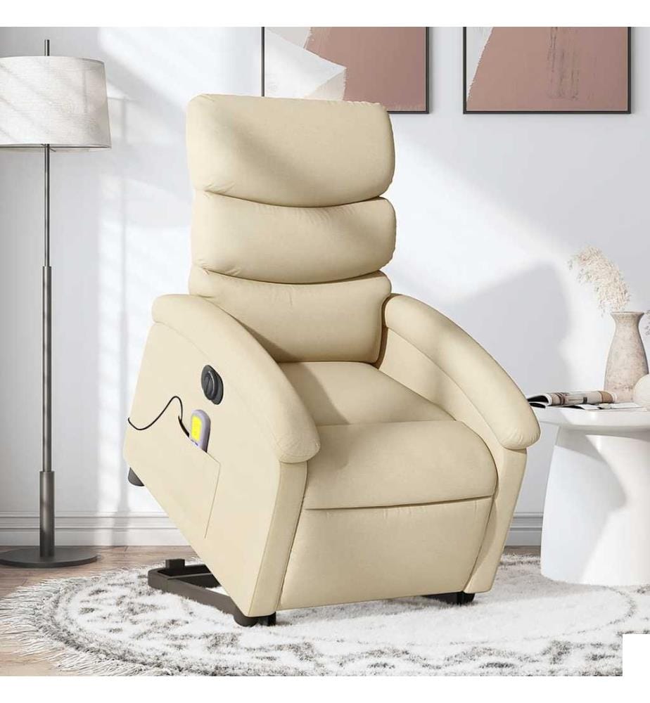 Fauteuil inclinable de massage électrique Crème Tissu