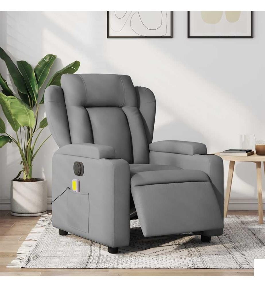 Fauteuil de massage inclinable électrique gris clair tissu