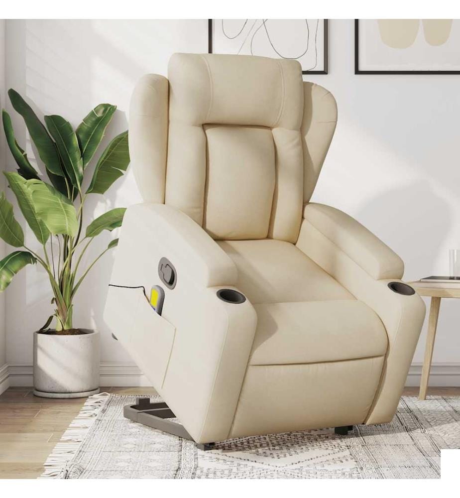 Fauteuil inclinable de massage Crème Tissu