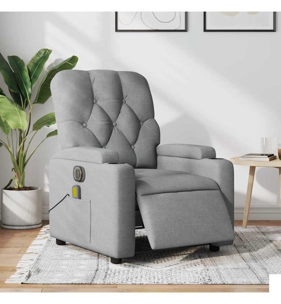 Fauteuil de massage inclinable électrique gris clair tissu