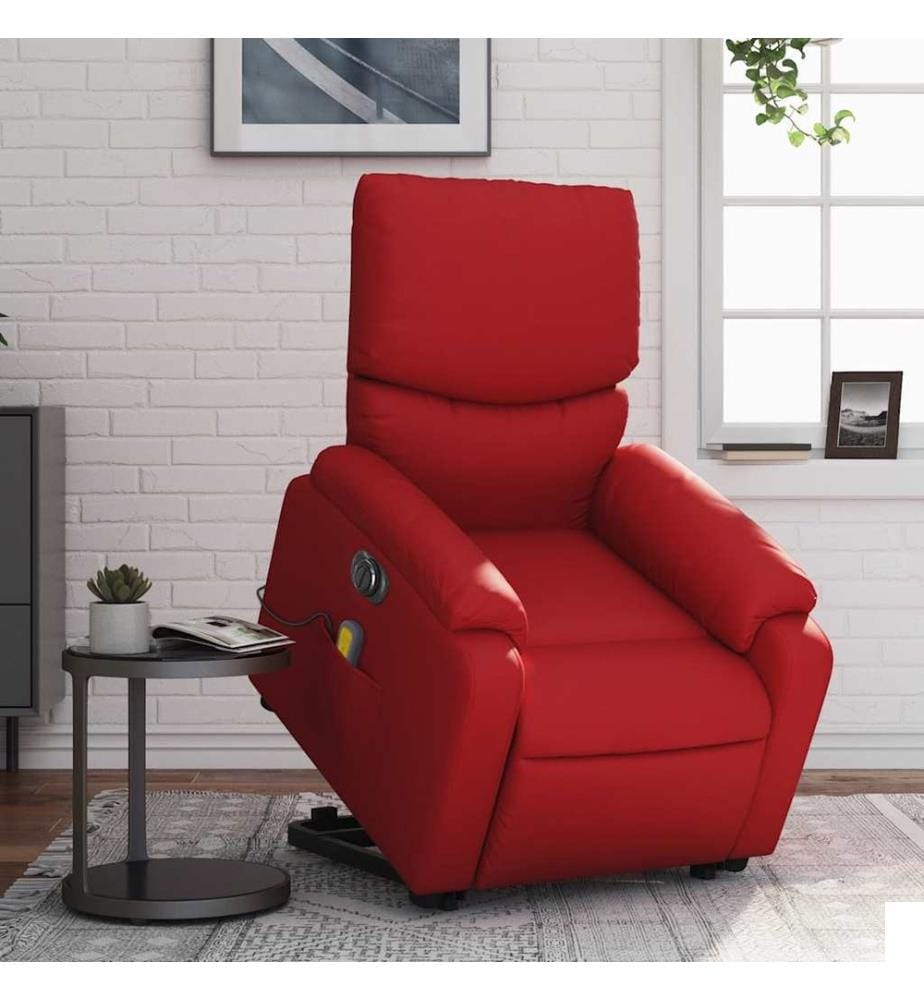 Fauteuil inclinable de massage électrique rouge similicuir