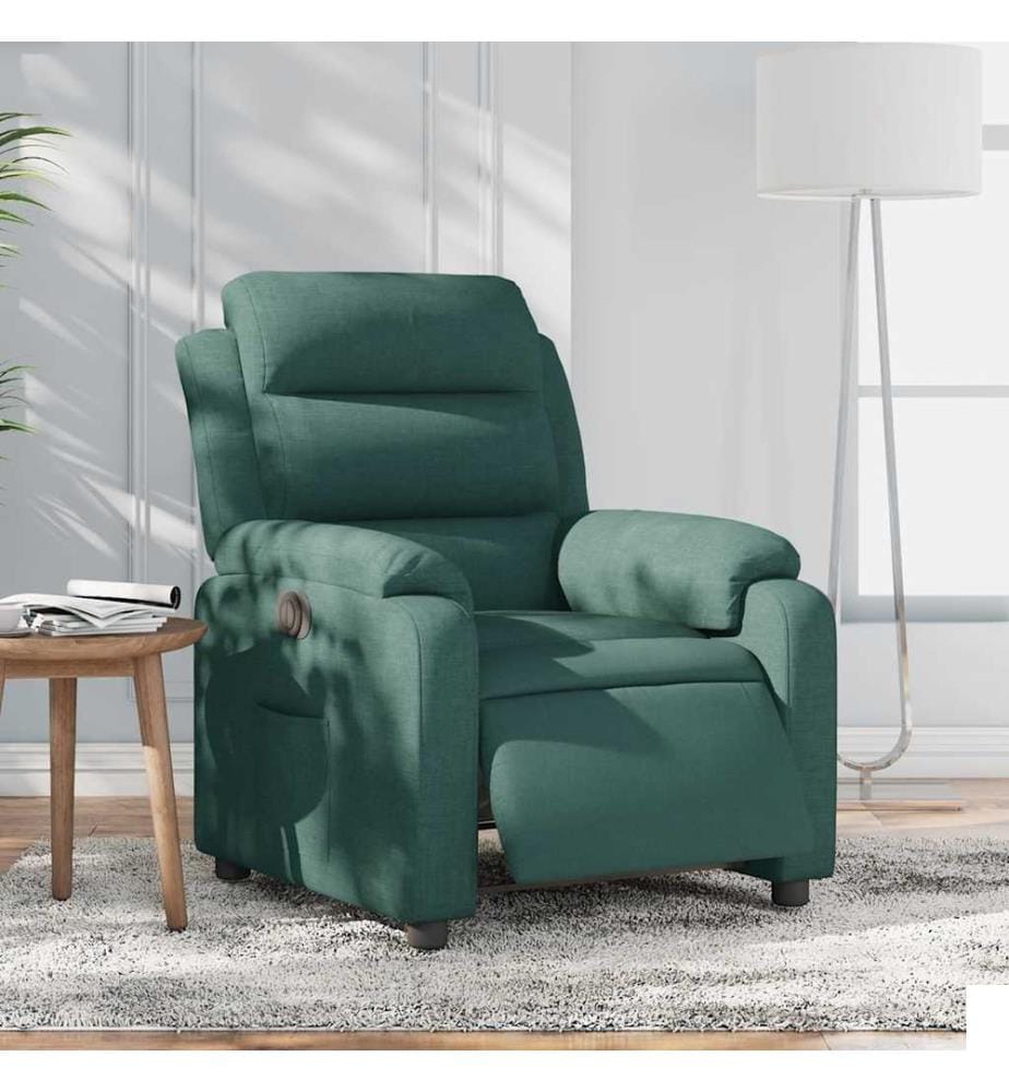 Fauteuil inclinable électrique Vert foncé Tissu
