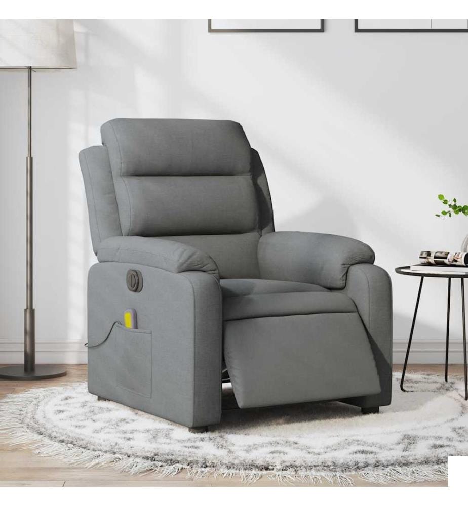 Fauteuil inclinable de massage électrique gris foncé tissu