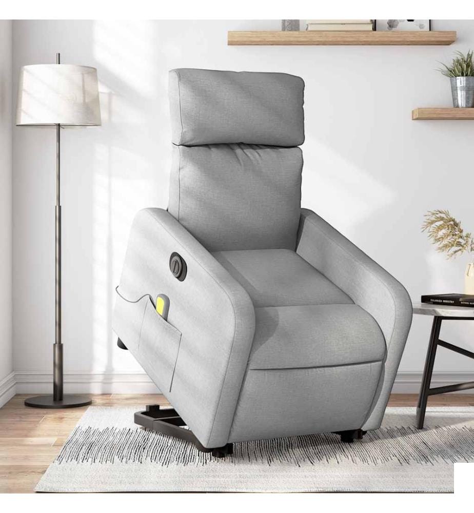 Fauteuil inclinable de massage électrique Gris clair Tissu