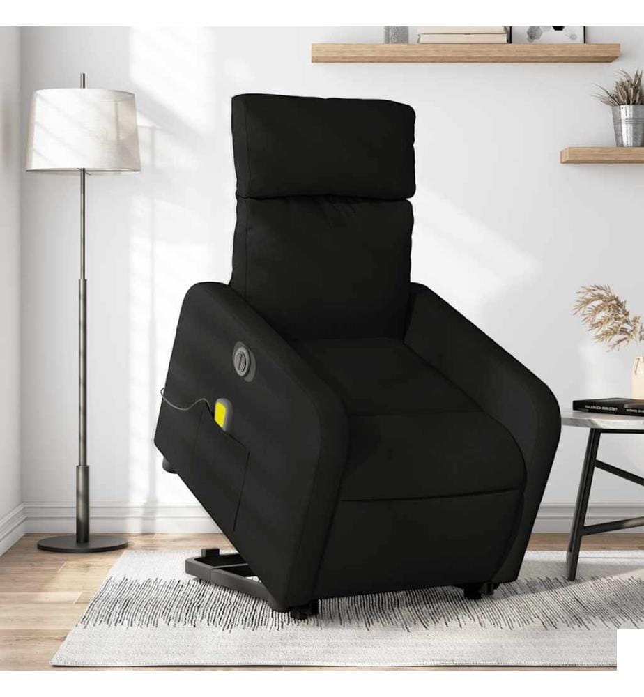 Fauteuil inclinable de massage électrique Noir Tissu