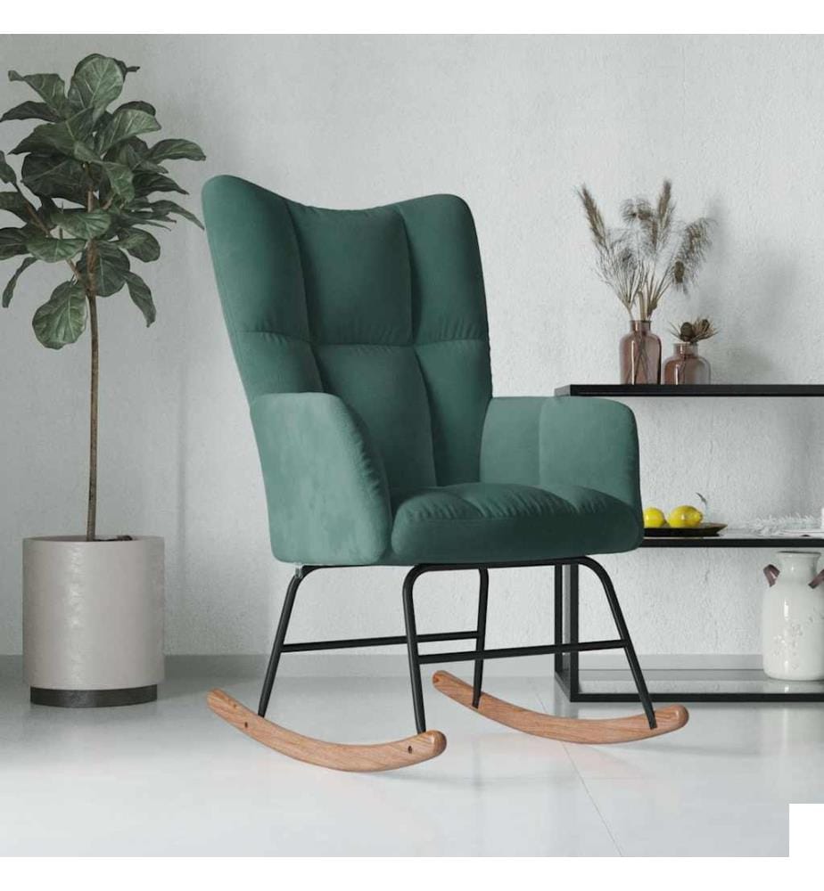 Chaise à bascule Vert foncé Velours